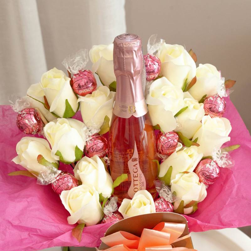 Pink Prosecco and Lindor Chocolate Bouquet