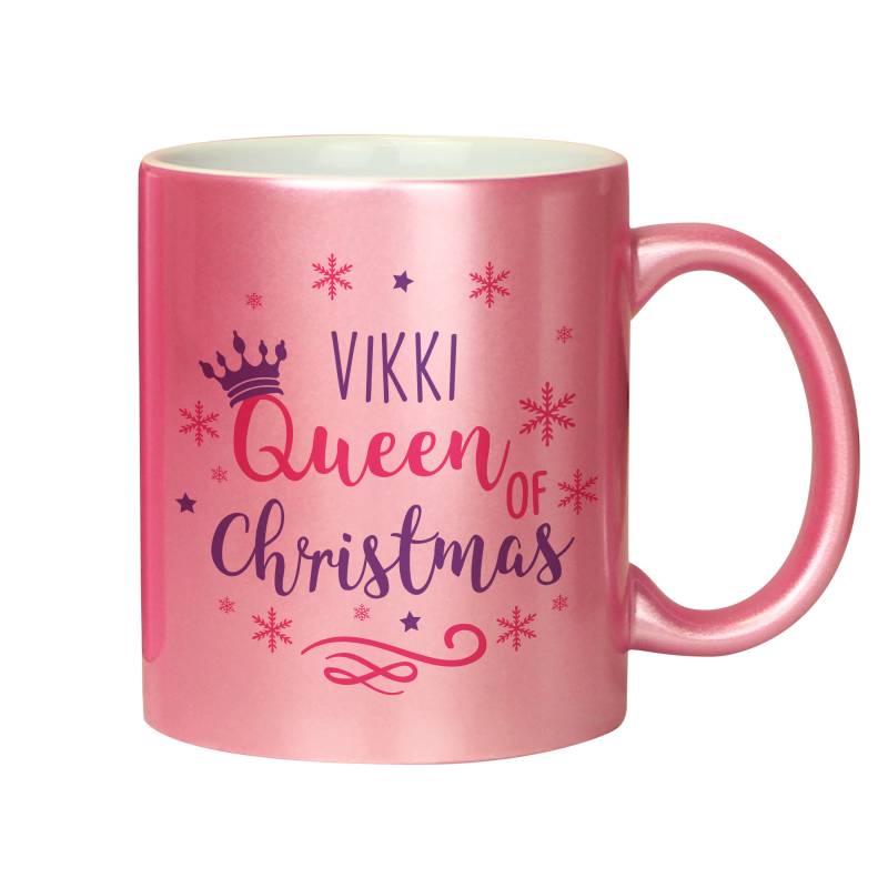 Personalised Queen Of Christmas Pink Mug