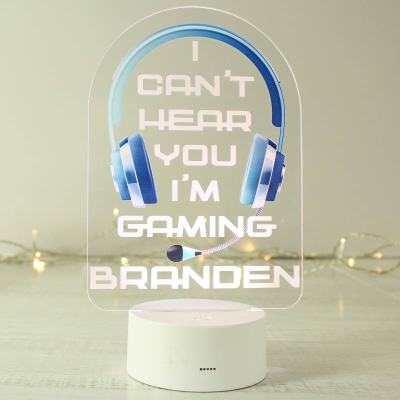 Personalised Blue Gaming LED Colour Changing Night Light